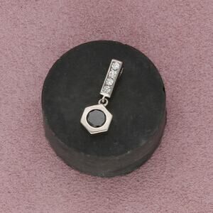 sterling silver black & clear cz drop pendant